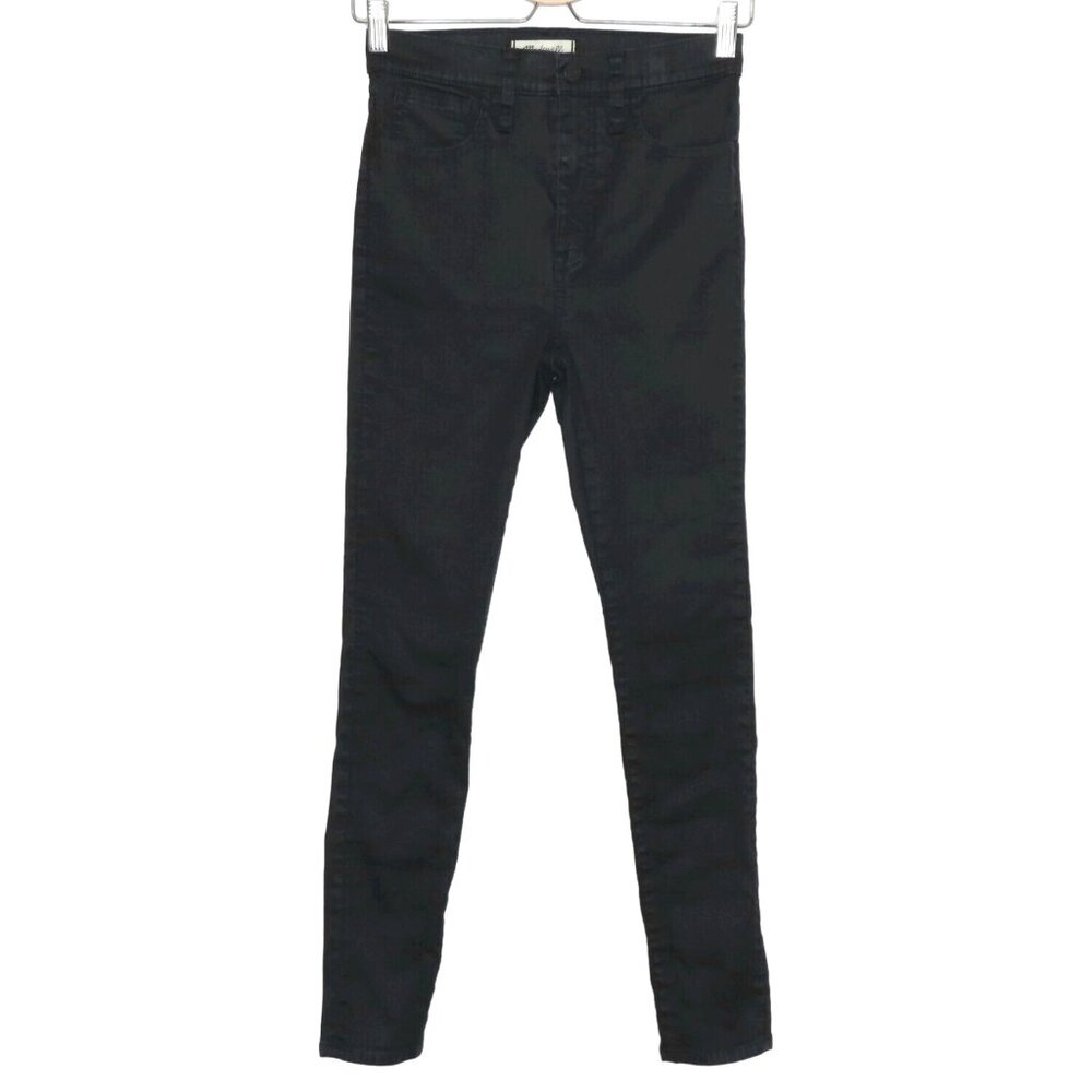 Madewell Womens 27 10 inch High Rise Skinny Coated Solid Black Jeans Pants